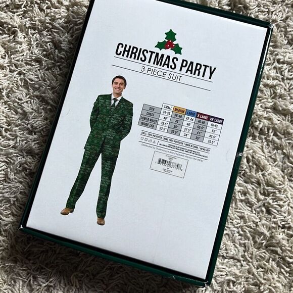 NIP Mens Greensource CHRISTMAS PARTY 3 Piece Suit Set Green Merry Christmas Ya F - Picture 4 of 8